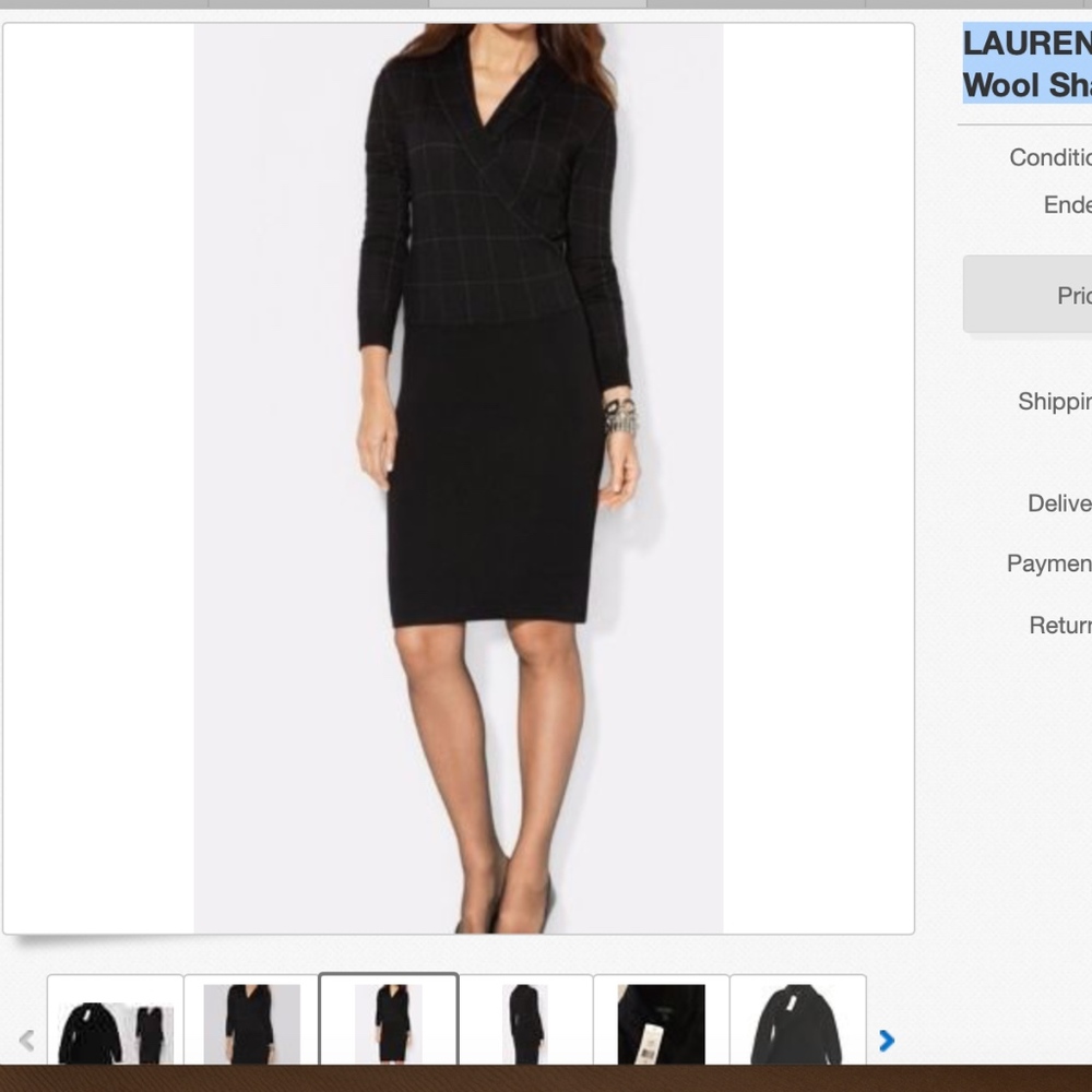 LAUREN RALPH LAUREN 100%  Merno Wool Dress $230.00